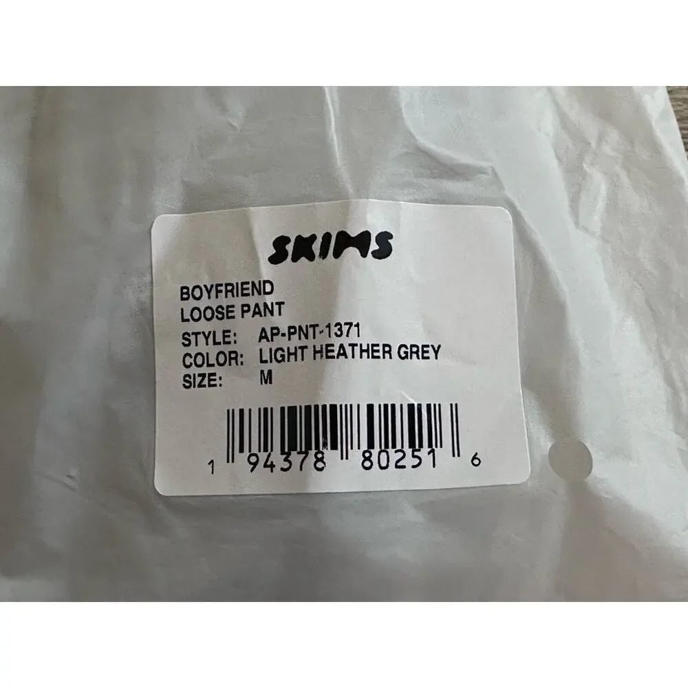 NWT Skims Boyfriend Loose Pant Women's Size M Light Heather Grey - Picture 3 of 3